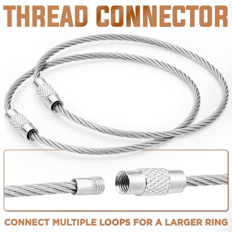 BlueCosto - Wire Keychain Cable - 5 PK, 6.7â€ / 17cm - 2mm Thick Stainless Steel Keyring Wire Loops - Secure Screw Lock for Hanging Luggage Tags & Organizing Keys - Image 5